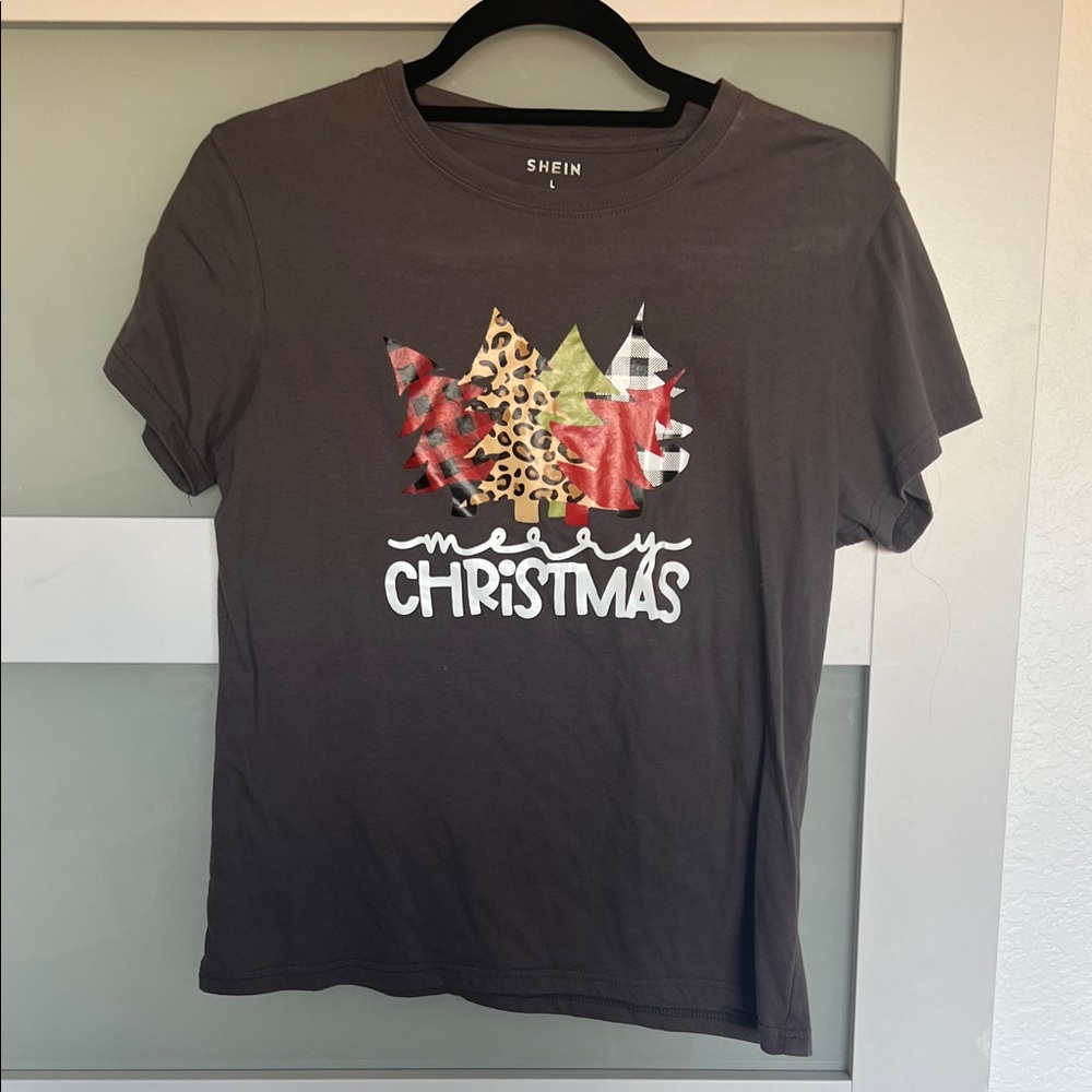 SHEIN Festive Brown Christmas Tee